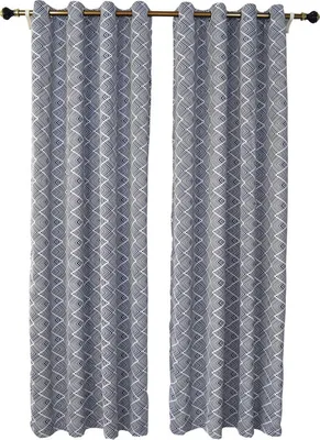 Obrázek produktu pro Geometrické fólie Print Blackout závěsy do ložnice a obývacího pokoje, 52 x 94 palců, geometrické vlnité