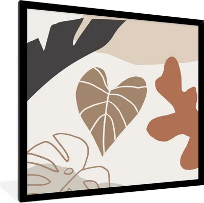 Produktbild von MuchoWow® Gerahmtes Poster Sommer - Blatt - Braun 40x40 cm - Poster mit Schwarzem Bilderrahmen Wandposter Rahmen Foto Bilder - Mit Rahmen - Wanddekoration Schlafzimmer