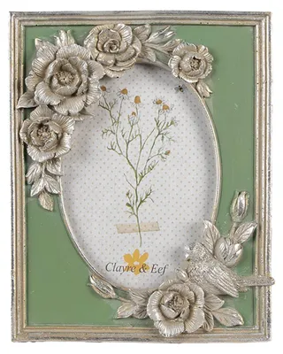 Immagine prodotto di Cornice per quadri Clayre & Eef 10x15 cm Fiori in poliresina color argento