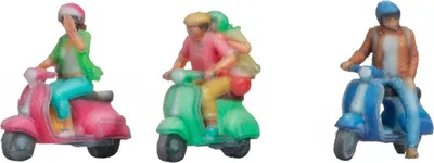 Produktbild von NOCH N Figuren Motorrollerfahrer, Miniaturfigur für Modellbahn Spur N, ideal für Dioramen und Modellbau Landschaften