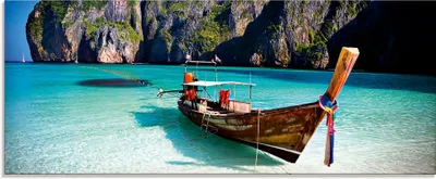 Produktbild von ARTland Glasbild Maya Bay, Koh Phi Phi Leh, Thailand Größe: 125x50 cm