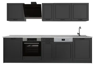 Produktbild von Küchenzeile Vicco R-Line Anthrazit Landhaus/Anthrazit 280 cm Arbeitsplatte Marmor, Model 67900