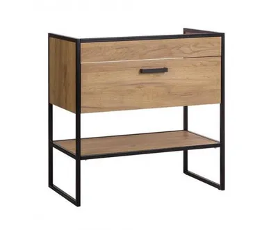 Produktbild von Loft-Badezimmerschrank 80 Cm Für Waschbecken, Eiche Goldfarben, 1 Schublade