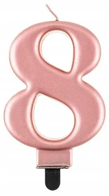Produktbild von GoDan Kerze Zahl 8 Geburtstag Deko Rose Gold