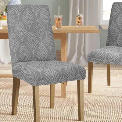 Obrázok produktu pre Uniqoos® Sada 6 elastických poťahov na stoličky z materiálu Jacquard (polyester/Elastan) – univerzálne, vhodné na stoličky bez podrúk, výška operadla 50–60 cm