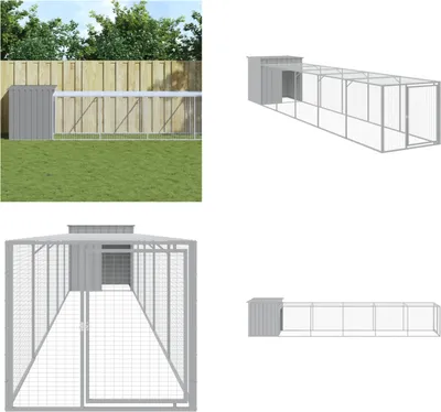 Obrázok produktu pre vidaXL Klietka pre kurčatá s výbehom Svetlosivá 110x609x110 cm Pozinkovaná oceľ - Klietka pre kurčatá - Klietky pre kurčatá - Kurník - Výbeh pre kurčatá