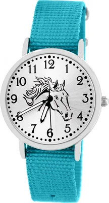 Produktbild von Mädchen Armbanduhr mit Pferdemotiv Kinderuhr leuchtende Zeiger Geschenkidee