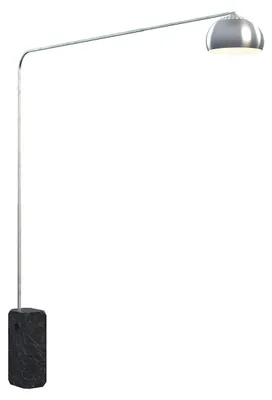 Zdjęcie produktu dla Nowoczesna lampa stojąca narożna, marmur czarny, metal chromowany, 1 żarówka E27