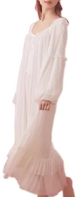 Image de Chemise de nuit pour femmes - Manches courtes - Blanche - Taille M
