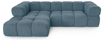 Productafbeelding van Sofiland Averro Hoekbank 280x150 cm, met ruitstiksel, petrolblauw, met chaise longue aan de linkerkant