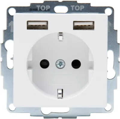 Image de Prise encastrée Kopp HK07 avec 2 ports USB, blanc arctique mat