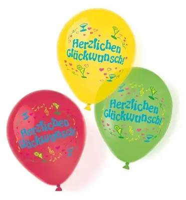 Produktbild von Riethmueller 6 Latex Ballons Herzlichen Glückwunsch 11''