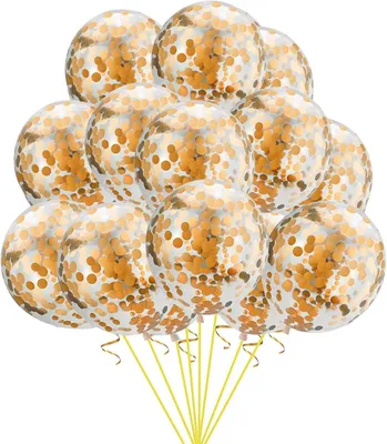 Produktbild von 20 Pcs Konfetti Luftballons Gold Champagner, 30cm Konfetti Ballons Champagne, Glitzer Pailletten Latex Helium Ballons, Champagne Luftballons Konfetti
