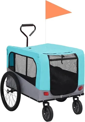 Imagen del producto de Remolque para bicicleta y carrito para perros 2 en 1, plegable, color gris