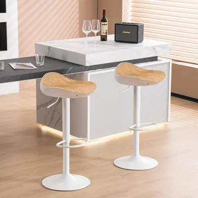 Produktbild von Set aus 2 höhenverstellbaren Barhockern mit Fußstütze