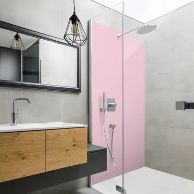 Produktbild von Duschrückwand mit Motiv selbstklebend - 0.35 mm Wandpaneel wasserfest Design rosa Unifarben Badrückwand fugenlos  Smart matt 80x210 cm