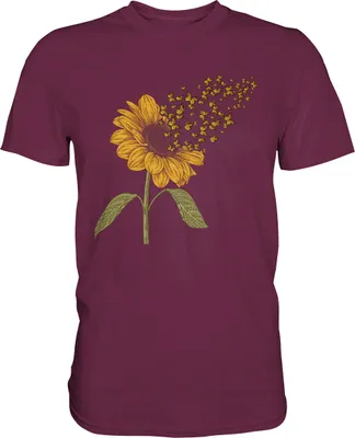 Produktbild von Schmetterling Sonnenblumen T-Shirt Gärtner Geschenk – Burgundy / XL