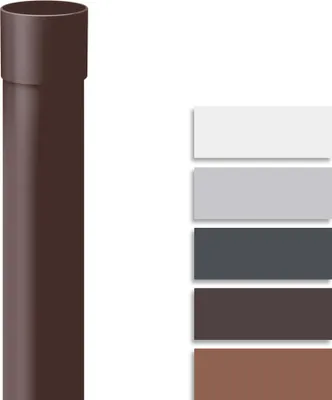 A dark brown downspout pipe is shown on the left side of the image, with a palette of five color swatches on the right.