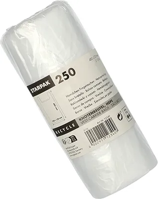 Produktbild von Hemdchen-Tragetaschen, HDPE 48 cm x 22 cm x 12 cm transparent Knotenbeutel