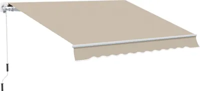 Produktbild von Outdoor manuelle Gelenkarmmarkise Markise 395cm mit Handkurbel Alu Weiß+Beige