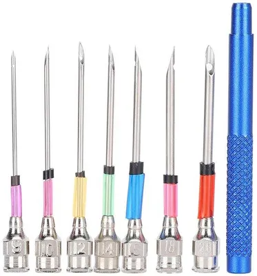 Zdjęcie produktu dla Ergonomiczna rękojeść metalowa – zestaw 7 sztuk – surowa stal – do technik szycia i haftu – igły do szycia