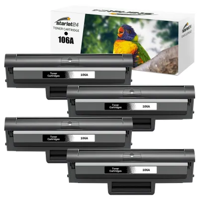4x 106A Toner Schwarz, kompatibel mit HP 106A W1106A