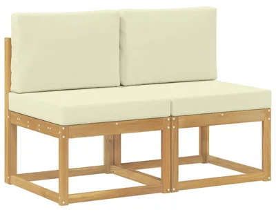 Immagine prodotto di vidaXL 2 pezzi Divano da esterno di medie dimensioni in legno massello di acacia, bianco