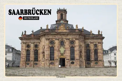 Produktbild von vianmo Holzschild 12x18 cm Saarbrücken Ludwigskirche Bildmotiv Reisemotiv Abenteuer Reisen