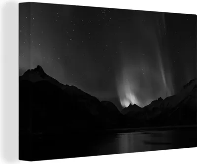 Obrázok produktu pre OneMillionCanvasses® - Maľba na plátne - Obraz na plátne Nástenná maľba na plátne - Hory - polárna žiara - vesmír - 150x100cm - Fotografia na plátne -