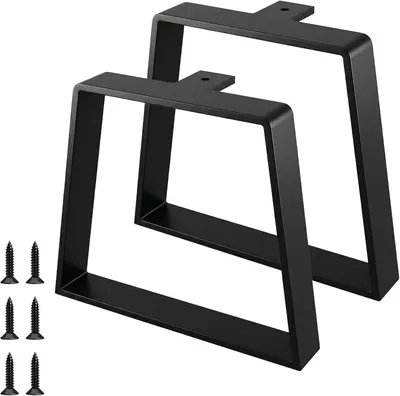 Produktbild von Tischbeine aus Metall in Schwarz, trapezförmig, 20 cm – Robuste Möbelfüße im Industriedesign für DIY-Projekte