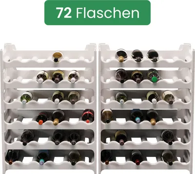 Produktbild von ARTECSIS Weinregal stapelbar Kunststoff für 72 Flaschen, Flaschenregal, Granitgrau