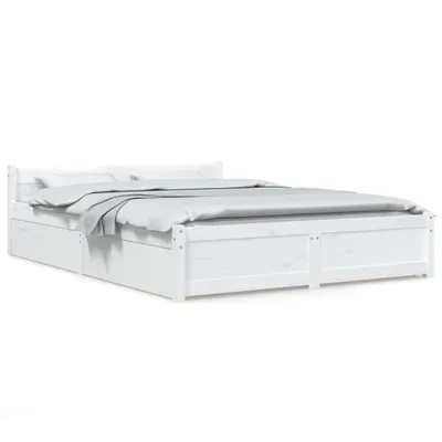 Image de vidaXL Lit avec tiroirs blanc 140x190 cm