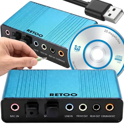 Zdjęcie produktu dla Zewnętrzna karta dźwiękowa USB 7.1 5.1 adapter USB z cyfrowym złączem audio SPDIF do słuchawek mikrofon wzmacniacz karta dźwiękowa do PC Blue Retoo