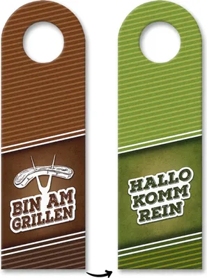 Produktbild von 3x Bin am Grillen oder Hallo Komm rein Türhänger Türanhänger Türschild