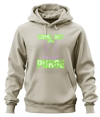 Obrázok produktu pre COME OUT AND PURGE Scary Halloween Horror Neon Grunge Eerie Uni mikina s kapucňou, Nature, M