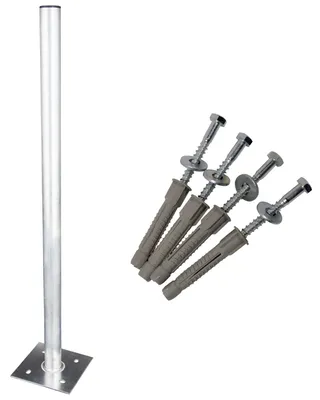 Produktbild von PremiumX 100cm Ø 50mm Standfuß Aluminium SAT Antennenmast Mastfuß Flachdach Ständer Schrauben