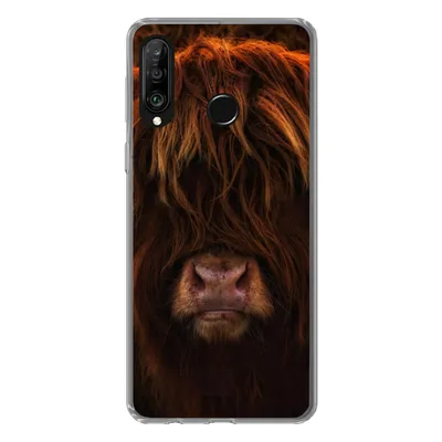 Produktbild von MuchoWow® Handyhülle Schutzhülle Hülle für Huawei P30 Lite Schottischer Highlander - Kuh - Schwarz - Porträt Silikon Softcase Handy Hülle - Handyhülle