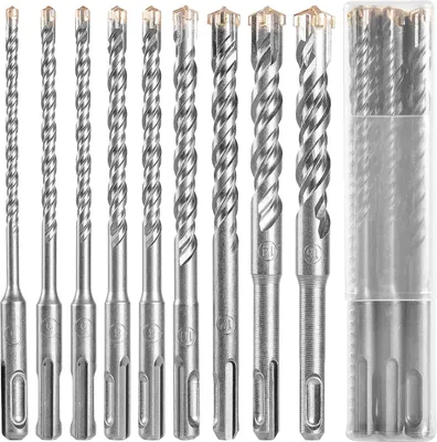 Produktbild von Betonbohrer-Set, 9-teilig (5 mm–16 mm), 160 mm lang, SDS-Plus-Steinbohrer für Schlagbohrmaschinen, zum Bohren in Beton, Ziegel, Stein und Zement