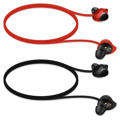 Produktbild von kwmobile 2x Halteband kompatibel mit Samsung Galaxy Buds / Buds Plus Headphones - Kopfhörer Halter Band Strap in Schwarz Rot