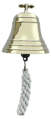 Produktbild von Schiffsglocke, Messing antik, mit Halterl & Bändsel, 12,5 cm