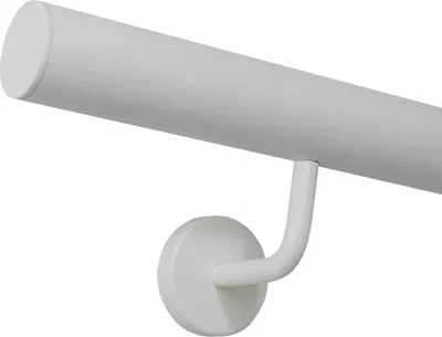 Produktbild von TIBU Handlauf Edelstahl weiß pulverbeschichtet 42,4 mm Geländer innen außen wetterfest, Länge 200 cm mit 3 Halter Enden gerade Kappe