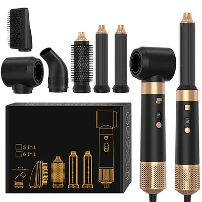 Produktbild von Hairstyler 6 in 1 mit Warmluftbürste, Professionelle Föhnbürste, Rundbürste, Lockenstab & Glättebürste in 1000W Leistung & 3 Temperaturstufen