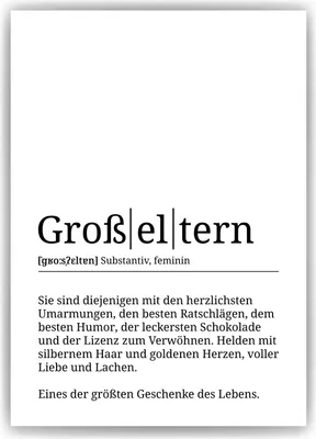Produktbild von Großeltern Poster Definition - Oma Opa Geschenk Wandbild Wanddeko – A4 (21x29.7cm) / ohne Bilderahmen