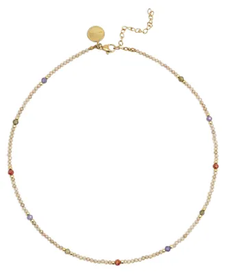 Produktbild von SINGULARU - Glam Halskette. Edelstahl mit 18 Kt Vergoldeter Beschichtung und Kristalle. Schmuck für Damen.