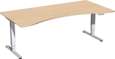 Produktbild von Gera Elektro Pro+ Elektro-Hubtisch höhenverstellbar, 2000x1000x625-1285, Buche/Silber