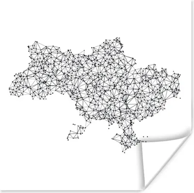 Produktbild von MuchoWow® Poster Illustration der Ukraine in schwarz und weiß 50x50 cm - Wohnzimmerdekoration