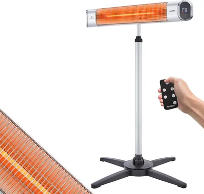 Produktbild von AREBOS Infrarot Heizstrahler 2000W Silber mit Fernbedienung & Kreuzstativ