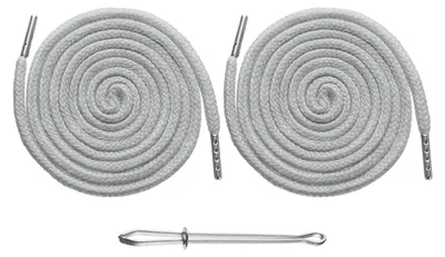 Kordelstopper 2 Stück, 130 cm, hellgrau, mit Einfädelhilfe