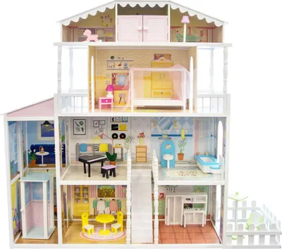 Produktbild von 4iQ Große Holzpuppenhaus MONIKA mit Aufzug 148x36x133 cm