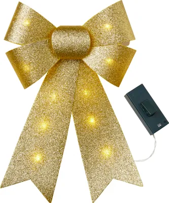 Produktbild von Northpoint LED Tannenbaumspitze mit Befestigungsclip und Timerfunktion 3000K Schleife gold